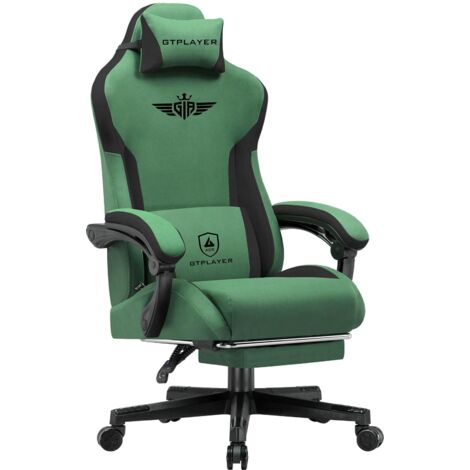 Chaise Gaming BILBAO, Repose-Pieds, Maille et Tissu, Rouge et Noir