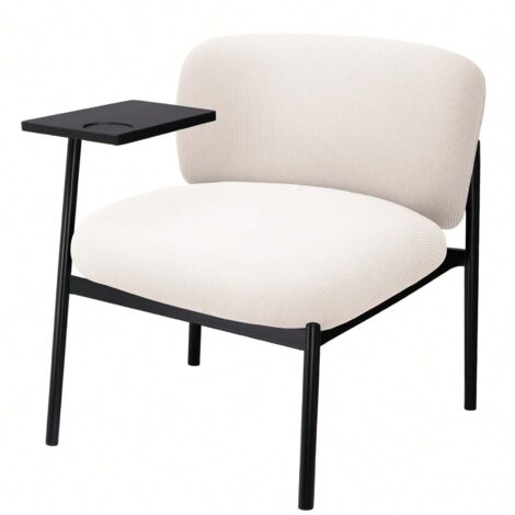 Fauteuil moderne à oreilles, fauteuil relax avec structure métallique, canapé d'appoint pour salon/chambre/jardin,Beige (1/5)