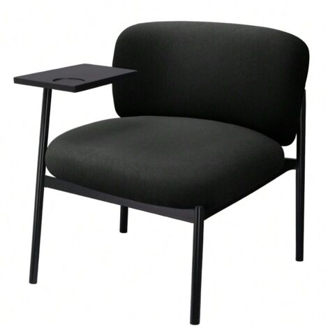 Fauteuil moderne à oreilles, fauteuil relax avec structure métallique, canapé d'appoint pour salon/chambre/jardin,Noir (1/5)