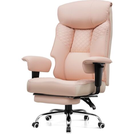 Chaise Gaming Grandes Tailles 180kg, Bureau Ergonomique, Siège 3D, Réglable avec Repose-Pieds, Cuir PU Confort, Rose (1/5)