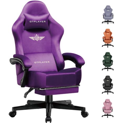Chaise de Gaming - Respirante - Ergonomique - Tissu de qualité supérieure - Chaise Ergonomique en Polycarbonate - Dossier réglable à 160° et Repose-Pieds Extensible -Violet Foncé