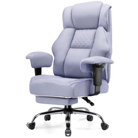 Chaise Gaming Ergonomique en Tissu Premium, Large Fauteuil de Bureau Pivotant avec Repose-Pieds Réglable - Violet