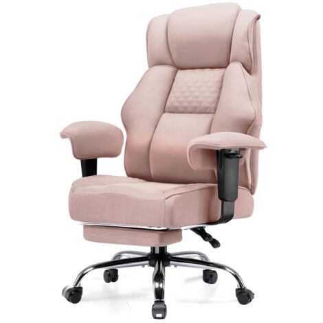 Chaise Gaming Ergonomique en Tissu Premium, Large Fauteuil de Bureau Pivotant avec Repose-Pieds Réglable - Rose