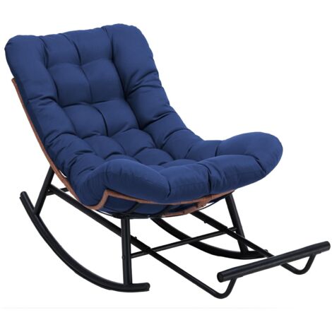 Chaise à bascule surdimensionnée, assise extra épaisse, confortable pour intérieur et extérieur, salon, terrasse, jardin - Bleu (1/5)