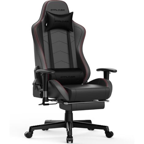 Chaise Gaming Repose-Pieds Haut-Parleur Bluetooth Fauteuil Gamer Gris Siège Ergonomique Noir