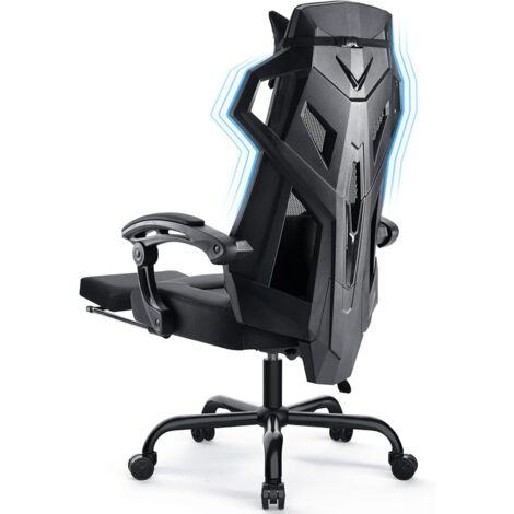 GTPLAYER Chaise de Bureau Ergonomique Chaise Gaming Style Technologique avec Accoudoir Synchronisé Hauteur Réglable Dossier Claire-Voie Noir