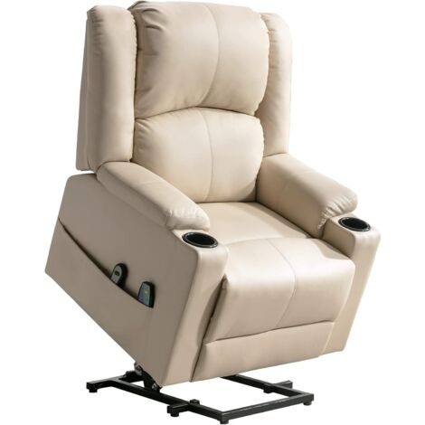 Comhoma – Fauteuil relax releveur avec fonction de couchage – Design ergonomique – Rembourrage en mousse dense – Support jusqu'à 136 kg – Blanc (1/2)