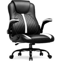 Chaise de gaming avec accoudoirs rabattables, chaise gamer avec fonction basculante, chaise d'ordinateur ergonomique pour gamers en mousse haute densité,Blanc