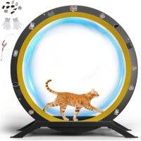 Roue pour Chat, Roue d'exercice pour Chat, XL- 100 cm, Ultra-silencieuse avec Tapis Amovible, Autocollants, système de Verrouillage, métal, Jaune, Cadeaux pour Votre Chats