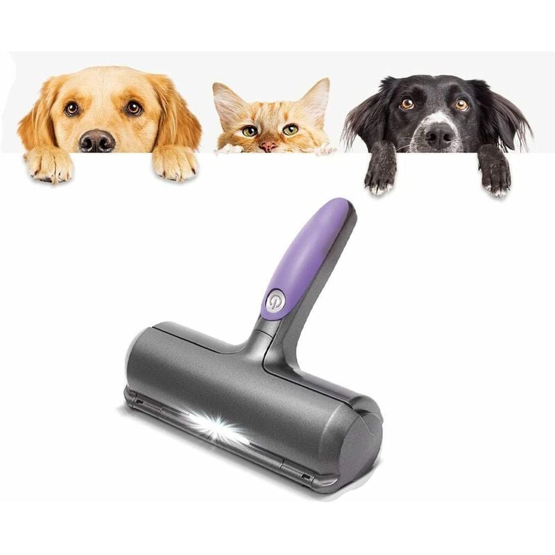Sweeper Brush - Brosse anti poils animaux Ramasse poils chat et chien -  Violet et Gris - Pour Canapé/Vêtements