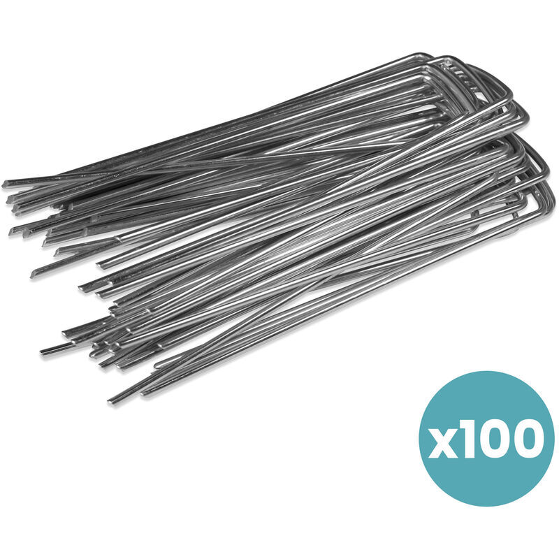80 Piquets De Jardin En Acier Galvanisé + 30 Rondelles - Fixation Bâche, Tulle, Gazon - Antirouille Et Solides