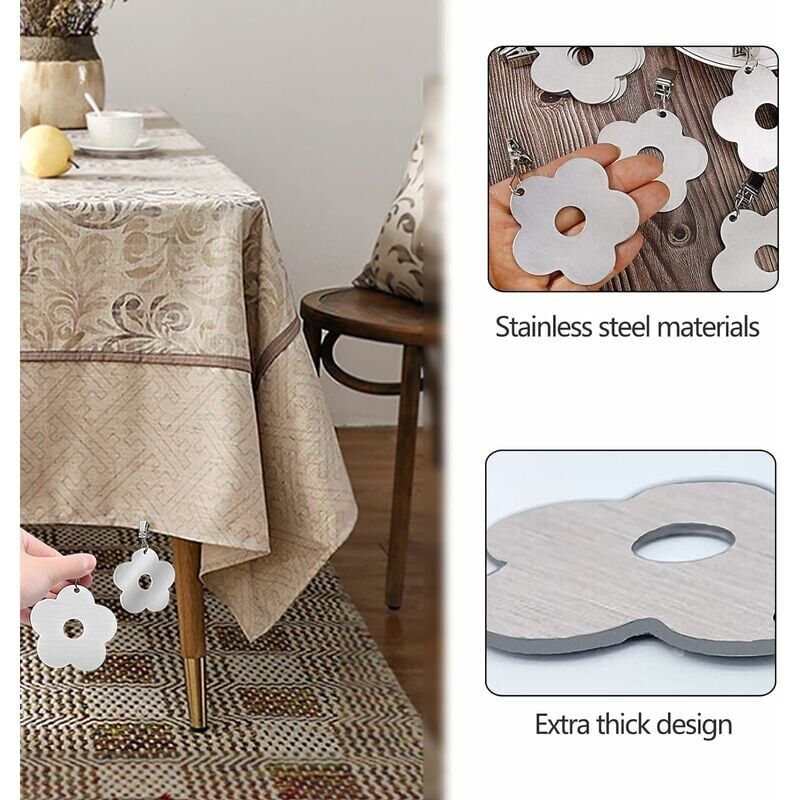 10 Poids Magnétiques Pour Nappe D'extérieur - En Acier Inoxydable, Extra Lourds - Fixation Aimantée Sans Trou