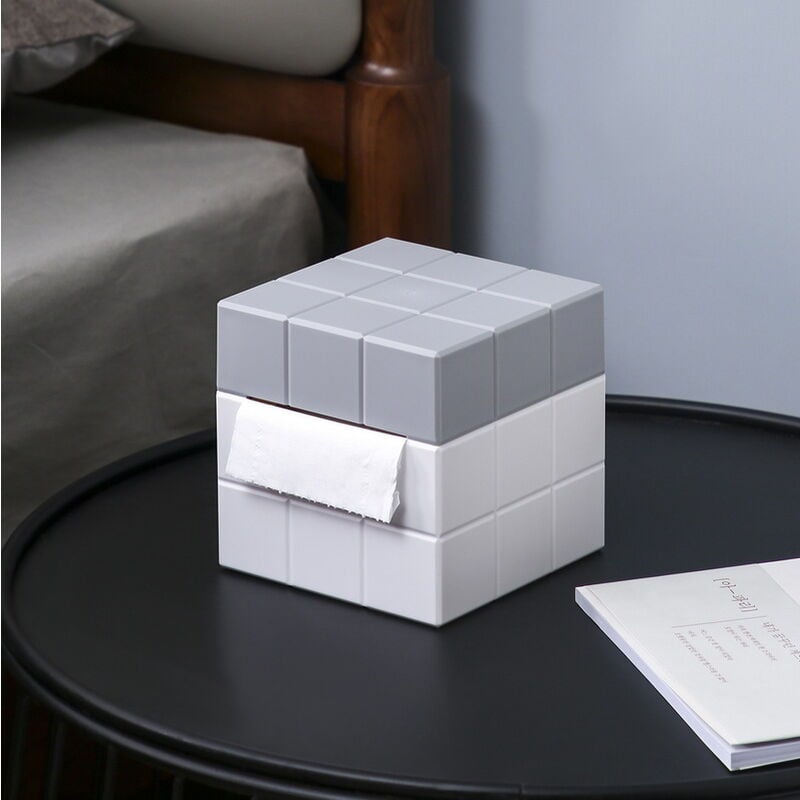 Porte-boîte à mouchoirs en cuir carré, couvercle de boîte à mouchoirs,  tiroir à papier, porte-serviettes Rubik's Cube pour comptoirs de vanité de  salle de bain, vanité