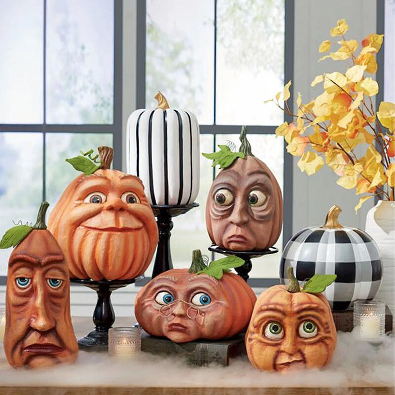 20 Citrouilles Miniatures Halloween En Résine - Décoration De Table Souriante - Idéal Pour Fêtes Et Maison