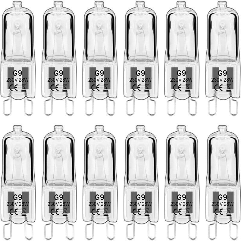 Lot de 12 Ampoule Halogène G9 28W 230V, Dimmable 0-100%, 320LM, Blanc Chaud 2700K, G9 Lampes Halogènes, Sans Scintillement, pour Lustres, Lampes D'armoire, Lampes de Paysage, Appliques Murales