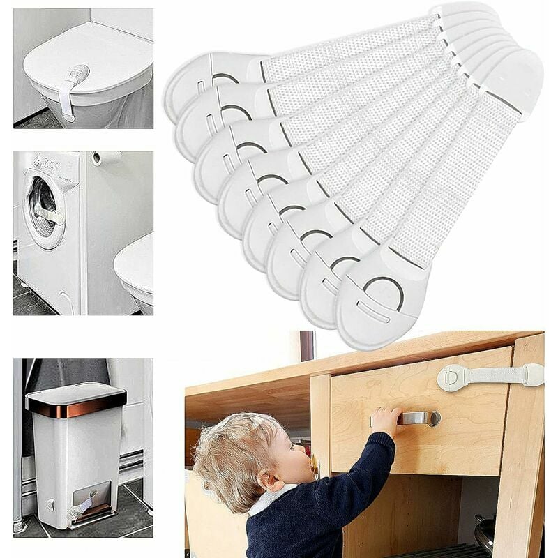Verrouillage de sécurité pour enfants à l'épreuve des bébés Serrures  d'armoire à l'épreuve des enfants avec adhésif de 3 m pour réfrigérateur,  armoires, tiroirs