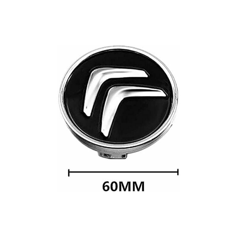 Centre Roue 4×60mm Cache Moyeux Pour Citroen Badge Logo Noir Autres pièce  de rechange pour voiture
