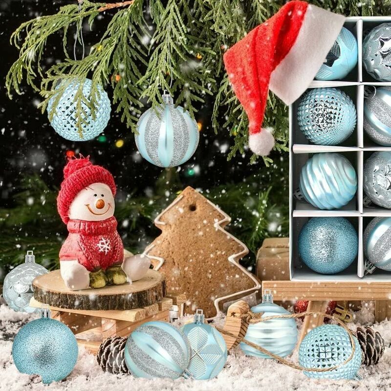 Boules De Noël Incassables 24 Pack - Décorations Sapin Vert 16cm