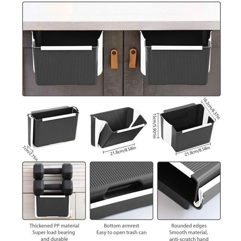 Lot De 2 Poubelles Murales 5L Et 3L Avec Couvercle - Pour Salle De Bain, Cuisine, Camping-car