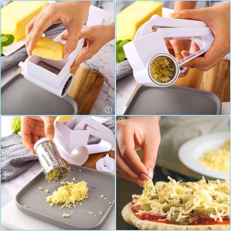 Râpe à Fromage Rotative Manuelle En Inox – Multifonction (tranche, Râpe, Julienne) Avec Tambour Interchangeable, Facile à Nettoyer (environ 20 Cm) - 6