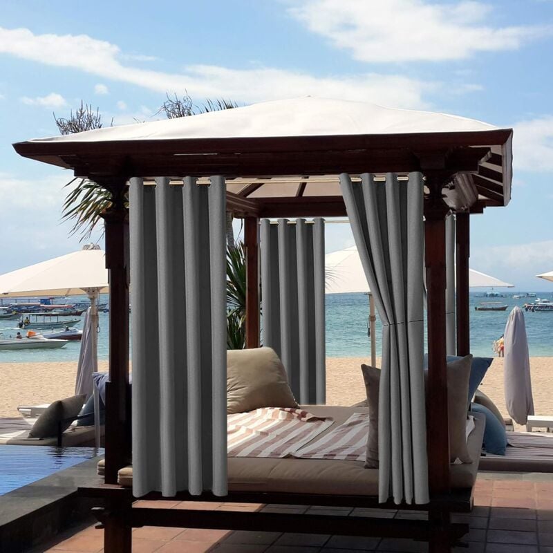 Rideaux extérieurs imperméables pour pergola, abri de jardin extérieur,  gazebo, porche style terrasse 230x270 cm 