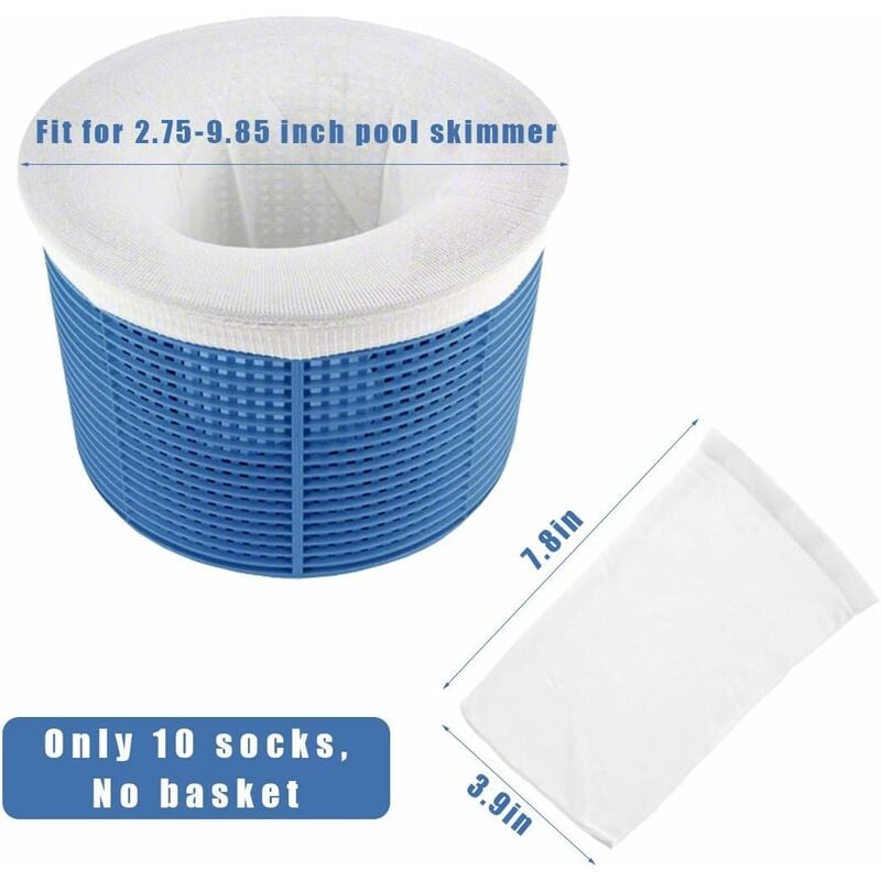 Chaussettes Skimmer Piscine Pool Socks - 10 Pièces Bleues durables en Nylon  élastique pour Panier, Filet filtres