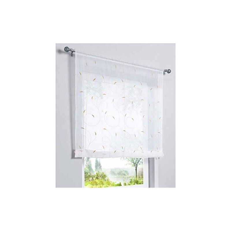 Store Roman Simpvale 60x140cm - Voilage Brodé Lin Coton | Salon, Chambre, Cuisine