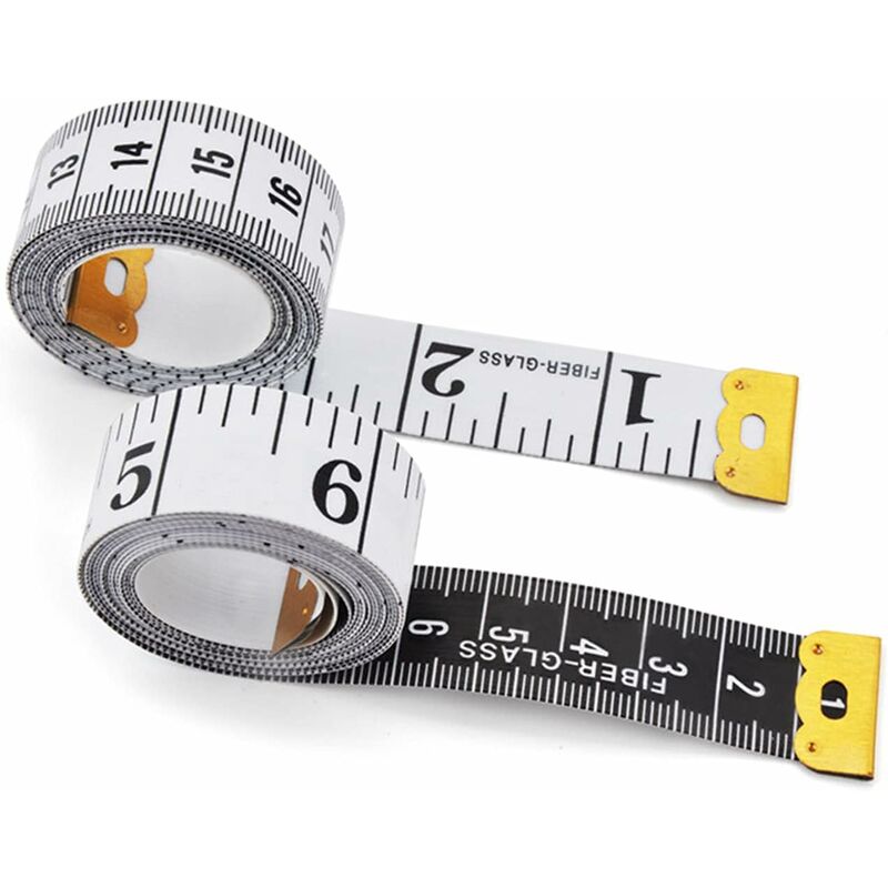 Double Mètre Ruban Souple 150 Cm - Pour Mesures Corporelles, Couture, Bricolage (noir Et Blanc)