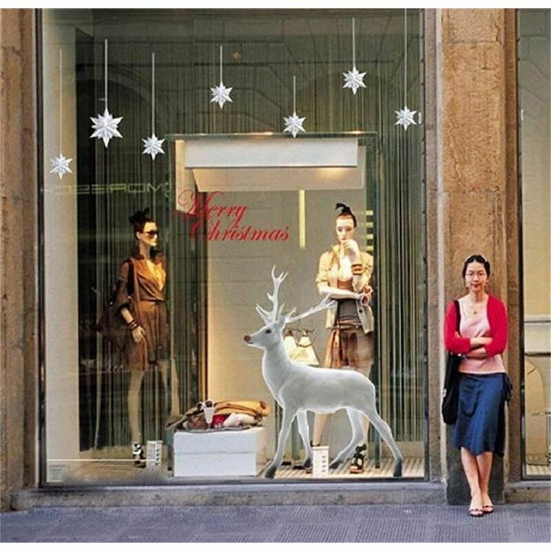 Decoration Noel - Stickers Noel Fenetre,Visuelle En 4D Autocollant Noël Fenetre,Double Face Decoration Christmas Fenêtre Reutilisable,PVC Electrostatique Stickers Noel Vitre,Vitrophanie Noël Vitrine