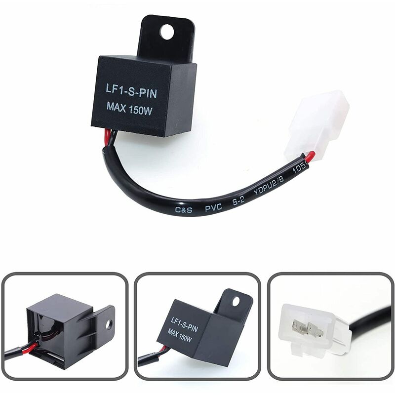 Relais Clignotant LED Moto 12V - 2 Broches - Compatible Clignotants LED - Puissance Max 150W - Sans Résistance - Lot De 2 Pièces - 8