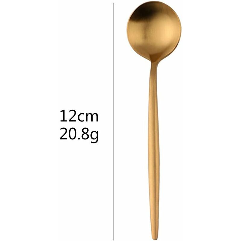 12 Cuillères à Dessert En Acier Inoxydable Poli Miroir - Pour Café, Glace, Chocolat Chaud