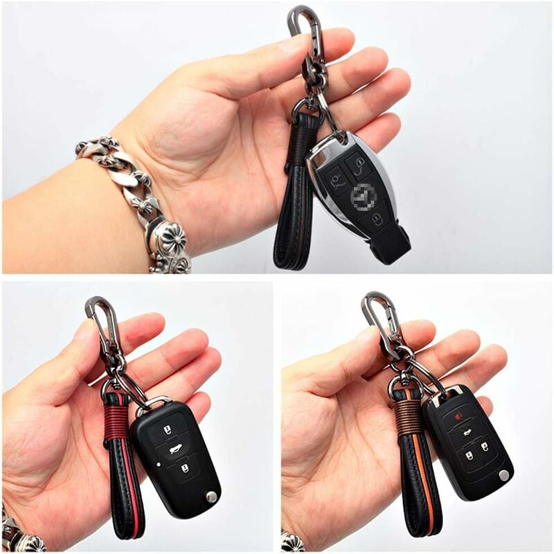 Porte-clés de voiture en cuir marron protection de clé de voiture