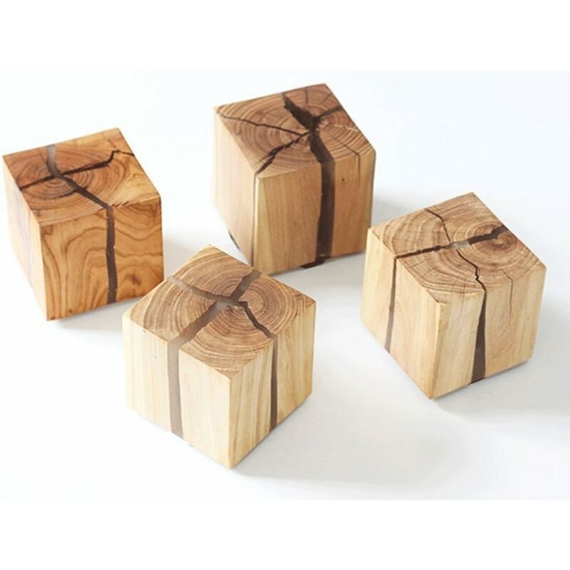 Applique en Bois 8cm Fissuré Naturel Design Original en Bois de Chêne Blanchi Applique Murale Créative Simple Décoration Carrée Applique Murale Veilleuse 5W 4