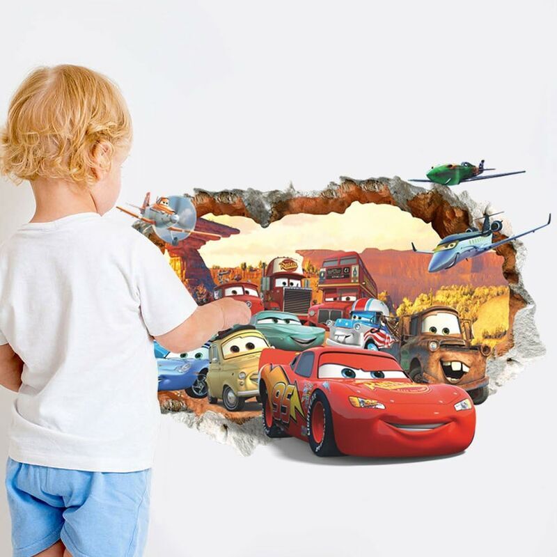 Autocollant Mural 3D Avion Et Parachute - 98x29cm - PVC Amovible - Pour Chambre D'enfant, Maternelle - Thème Ciel Et Nuages