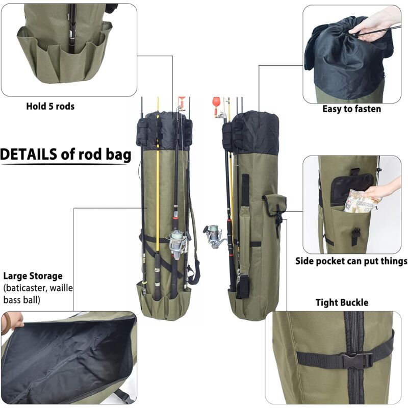 Sac pour canne à pêche, 1,3 m en tissu Oxford pliable pour le