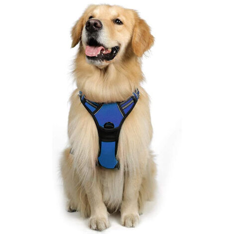 Harnais Chien Anti Traction, Arnet pour Chien Facile à Mettre Harnais Réfléchissant Réglable avec Attache Devant Arnais pour Chien Moyen, Large, (Noir,M)