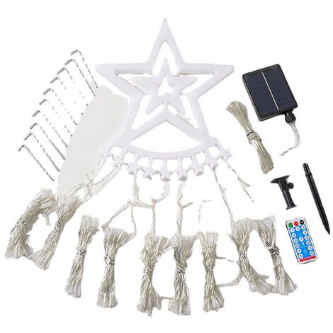 Rideau Lumineux avec Etoile, 350 LED Guirlande Lumineuse Sapin de Noel, 8 Modes D'eclairage, Decoration Noel Exterieur et Interieur (Pentacle,lumière chaude) (1/5)