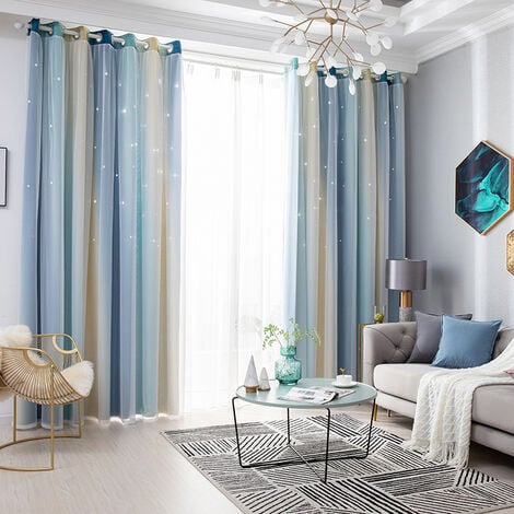 Rideau occultant pour chambre à coucher, rideau anti-bruit, isolation  thermique, rideaux opaques avec motif(100x 270cm),Coloré)