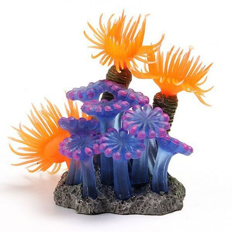 Décor fantaisie pour aquarium Corail Artificiel, Anémone Lumineuse de mer de Corail de Silicone de Plante de Simulation pour la décoration de réservoir de Poissons Ornements d'aquariumDécor (1/5)
