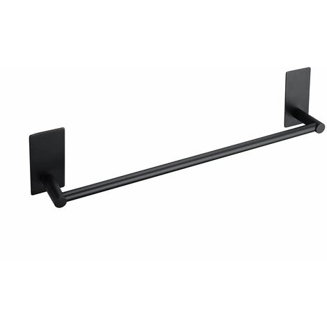 Porte-serviette, Porte serviette salle bain, Porte-serviettes en acier inoxydable 304 unipolaire cuisine et salle de bain support sans clous pâte cuisine et salle de bain pendentif(noir,22CM) (1/5)