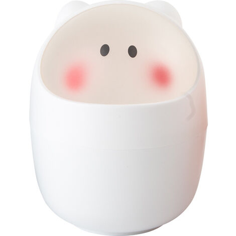 Poubelle De Bureau Mini Corbeille De Nettoyage Baril Creative Petit Bureau Organisateur Rangement Poubelles Poubelle Pour Animaux Conteneur De Serviettes En Papier Rose(Blanc) (1/5)