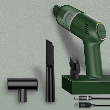 Aspirateur à main sans fil : mini aspirateur à main rechargeable avec forte aspiration, petit aspirateur portable sans fil pour tapis de voiture（vert） (1/5)
