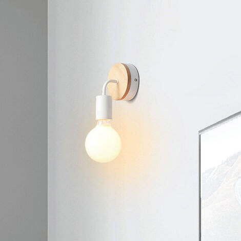 Applique murale intérieure , LED Applique murale intérieure industrielle, lampes murales en bois pour le salon, la chambre à coucher（noir）
