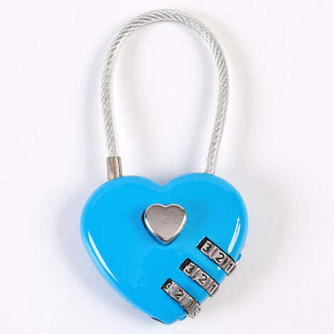 Couple de Cadenas, en Forme de Coeur à 3 Chiffres Combinaison de Code Bagage Verrouiller Le Mot de Passe Sécurité Couple de Cadenas pour Valise,Sac à Dos,boîte à Bijoux,vestiaire,vestiaire(bleu) (1/5)