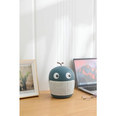 Mini poubelle de bureau avec couvercle poubelle mignonne portable chambre à coucher, bureau, salon petite poubelle(bleu) (1/5)