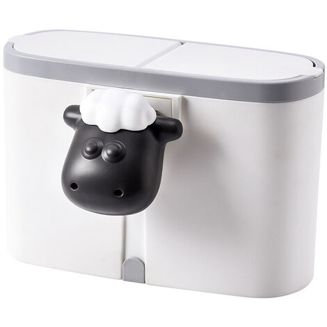 Poubelle pour Bureau Table Basse de Bureau Cuisine Petite Poubelle en Plastique Coloré Poubelle en Plastique Spin Cover Bucket(Blanc) (1/5)