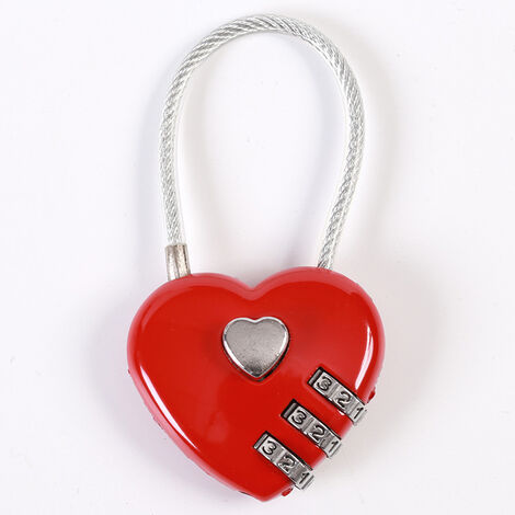Couple de Cadenas, en Forme de Coeur à 3 Chiffres Combinaison de Code Bagage Verrouiller Le Mot de Passe Sécurité Couple de Cadenas pour Valise,Sac à Dos,boîte à Bijoux,vestiaire,vestiaire(rouge) (1/5)