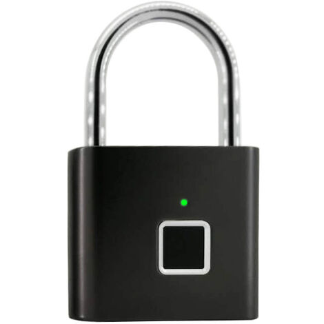 Cadenas à empreintes digitales, Bluetooth Lock APP Déverrouillage, cadenas intelligent, serrure biométrique sans clé adaptée pour sac à dos, vélo, casier d'école, serrure de casier de gym（noir） (1/5)