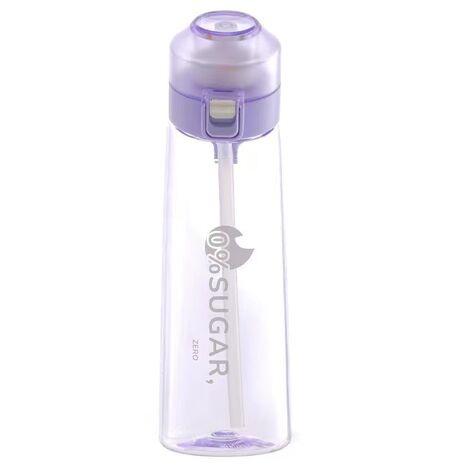 Accessoires boisson Bouteille - 650 ml - Gourde avec goût - Kit de démarrage avec 7 capsules d'air - Gobelet anti-fuite pour la gym, la course, l'extérieur - violet (1/5)
