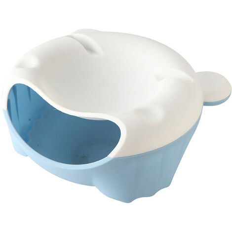 Poubelle de bureau maison chambre salon bureau Mini plastique cadeau assiette de fruits Table lit paresseux poubelle poubelle(blanc et bleu) (1/5)